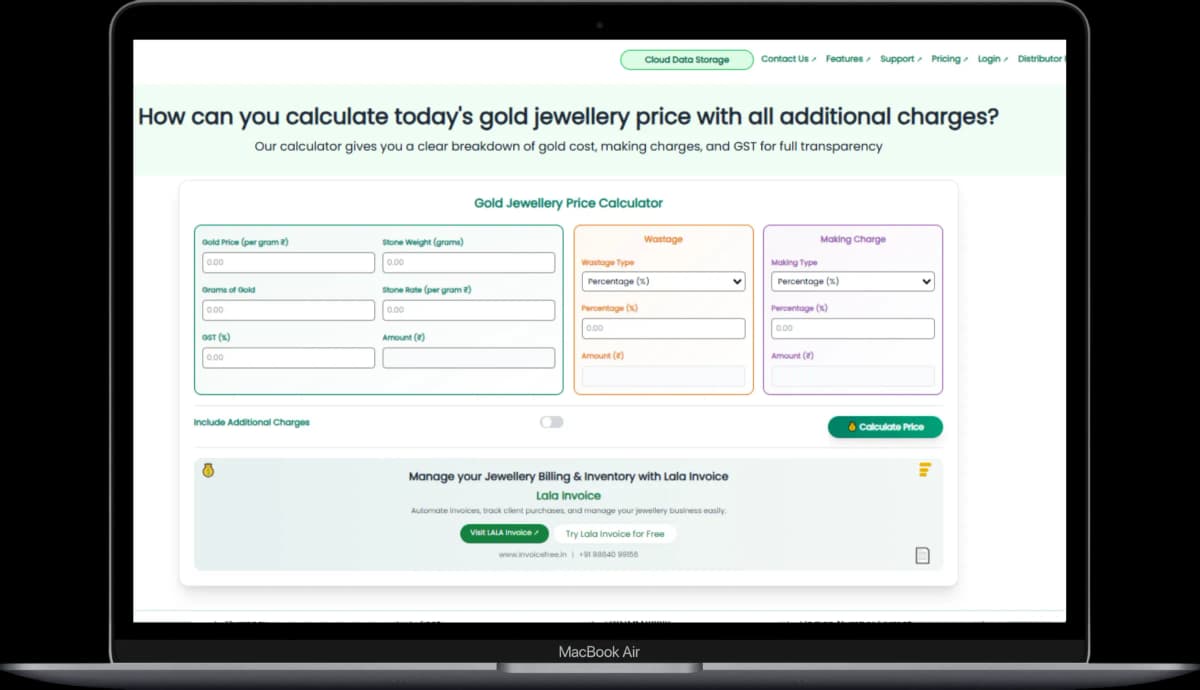 Jewellery Billing Software Dashboard