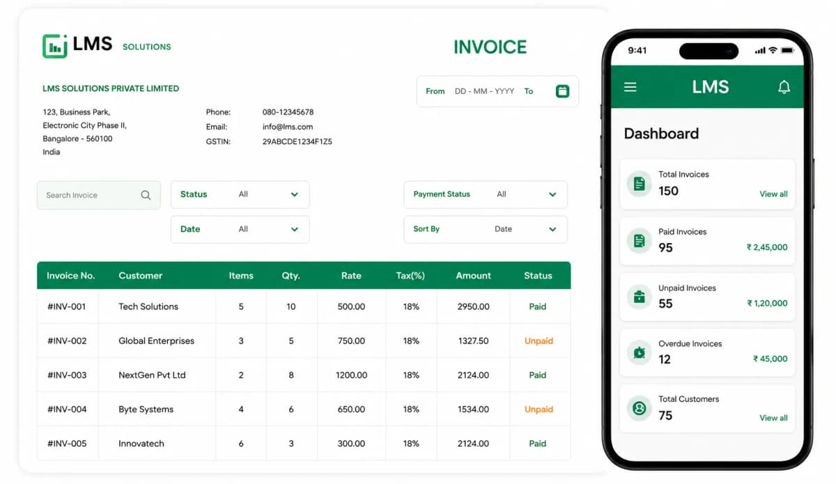 Jewellery Billing Software Dashboard