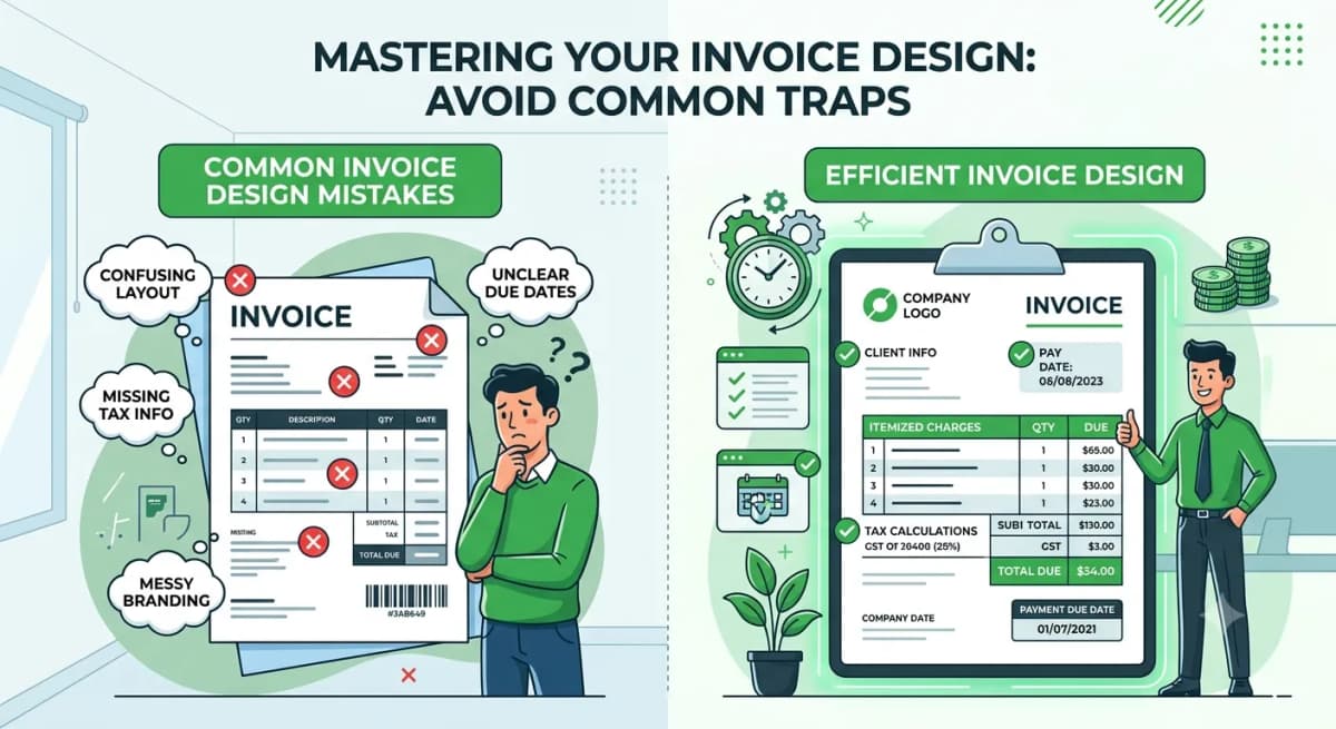 What are the common mistakes to avoid when designing an invoice template?