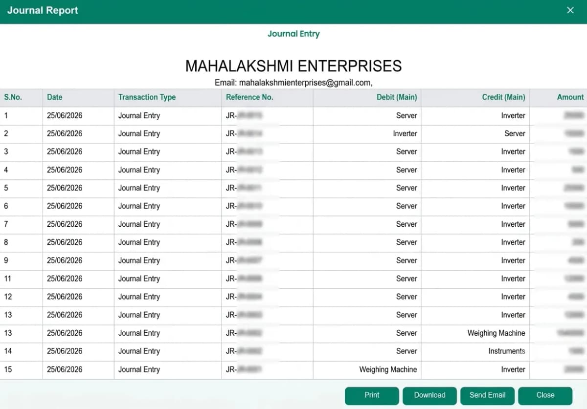 Journal Report Management Dashboard